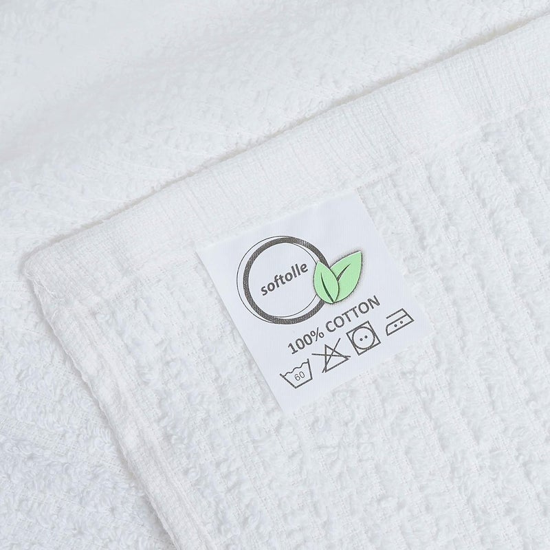 Softolle Bar Mop Towels, Pack of 12-16x19 Inches - 100% Cotton Super Absorbent Towels, Multi-Purpose for Home and Bar Cleaning (White) - Image 3